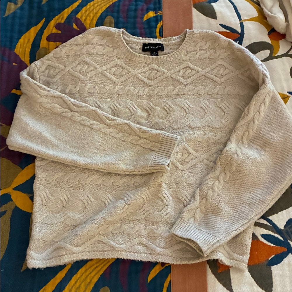 Fortune and Ivy Women's Tan Sweater, small